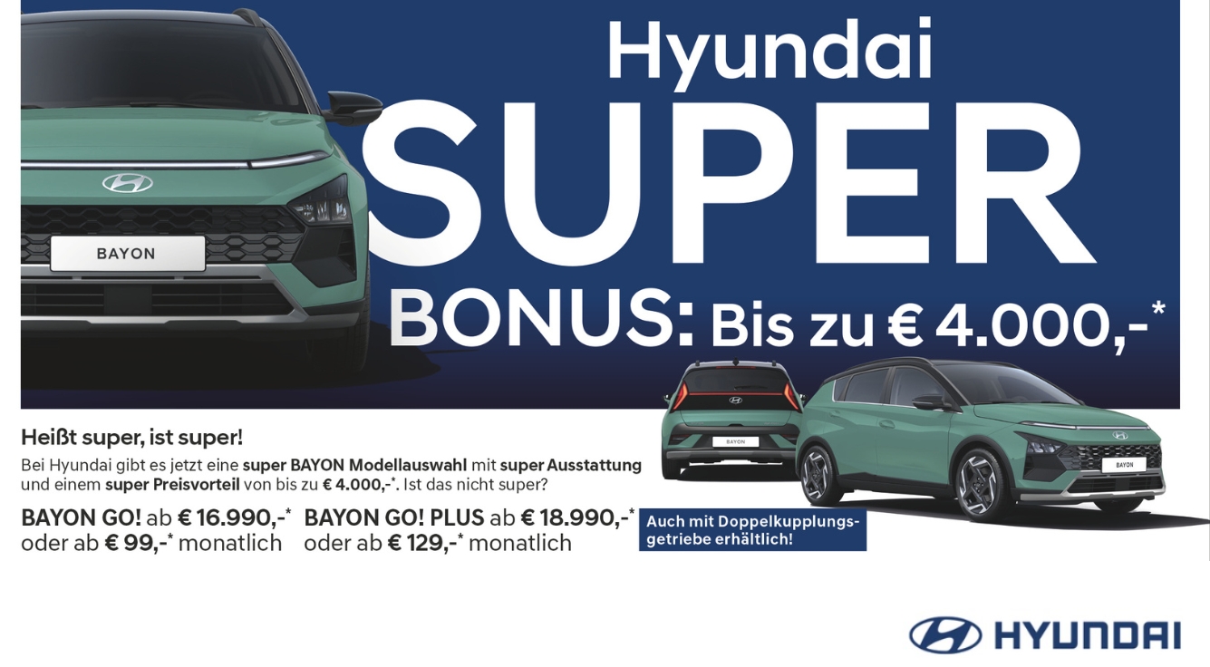 Foto: Hyundai Bayon, BAYON GO! ab € 16.990,-* oder ab € 99,-* monatlich