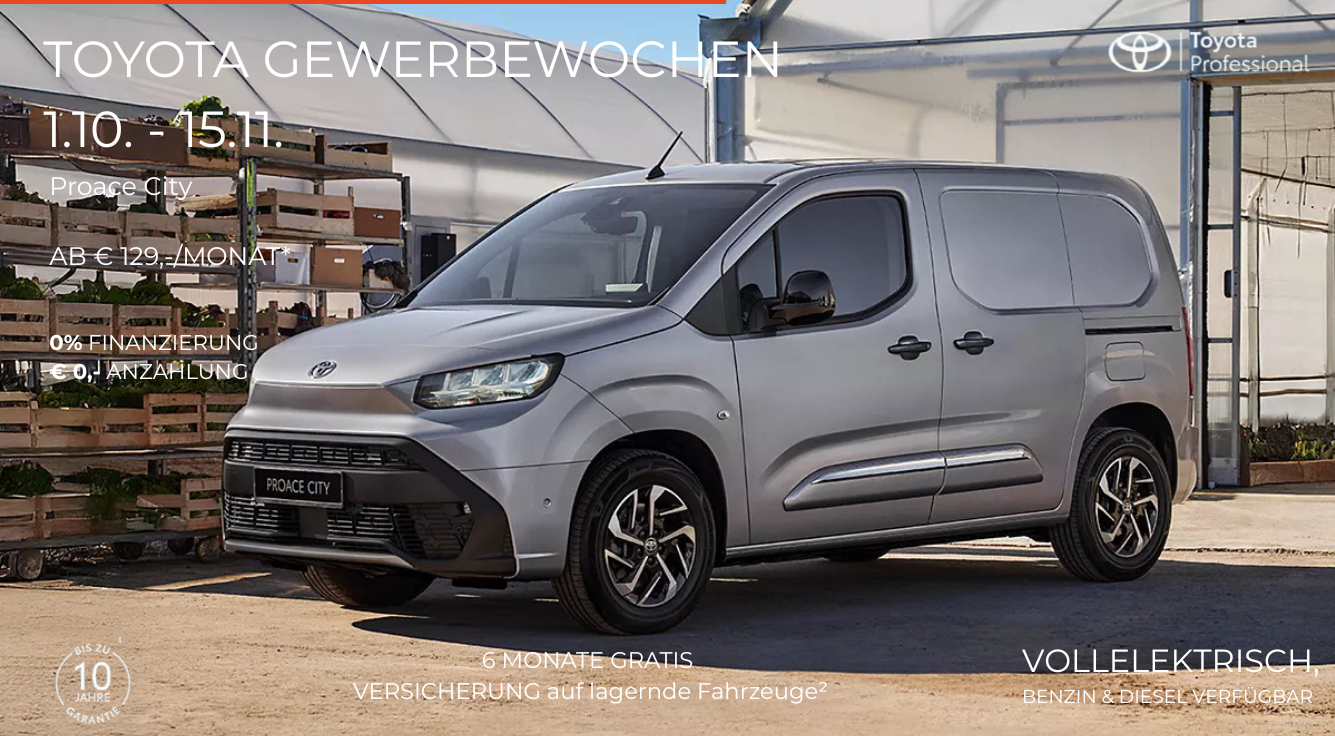 Foto mit folgendem Text: Proace Cityab  € 129,- 