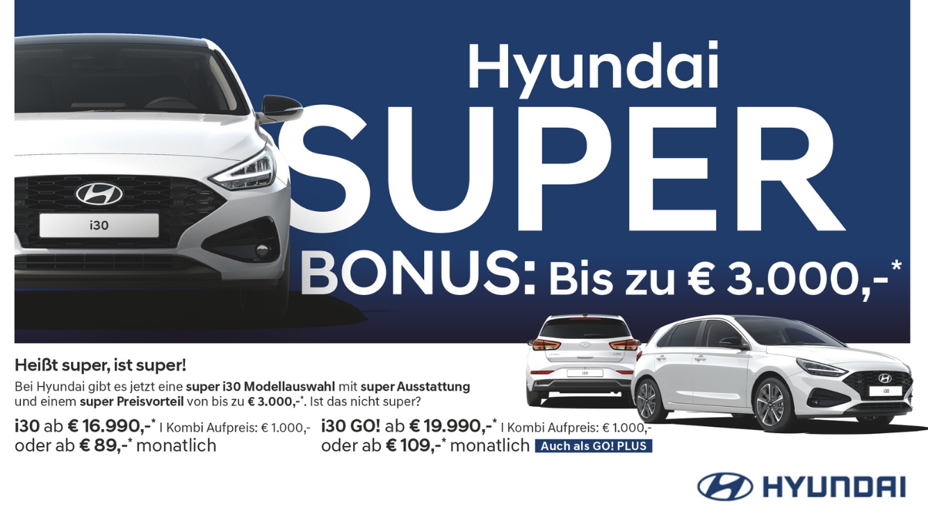 Foto: Hyundai i30, ab € 16.990,-* I Kombi Aufpreis: € 1.000,- oder ab € 89,-* monatlich