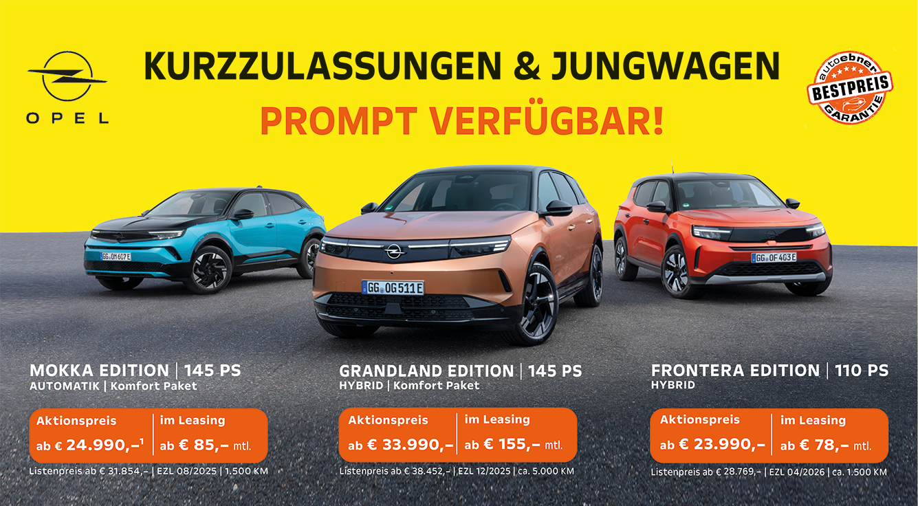 Bild mit Opel Mokka, Frontera und Grandland, alles Kurzzulassungen