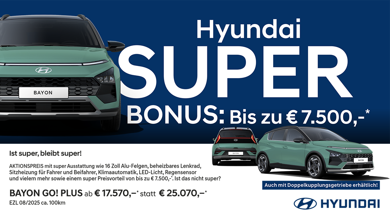 Foto: Hyundai Bayon, BAYON Bonus bis zu € 7.500,-