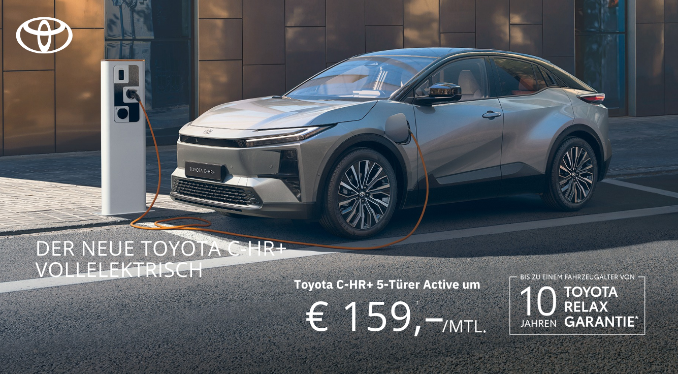 Foto mit folgendem Text: Toyota C-HR+, an Landestation