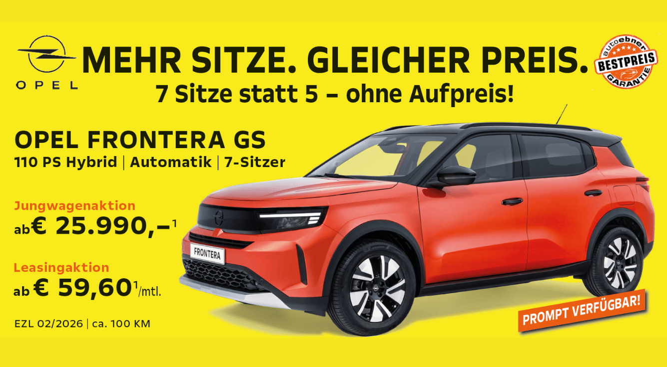 Foto mit folgendem Text: Opel Frontera rot Leasingaktion ab € 59,60,-