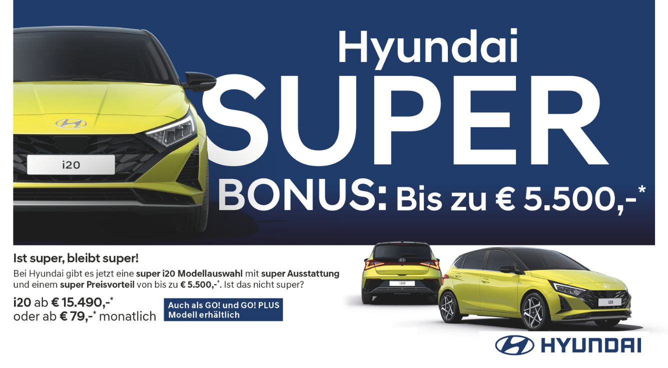 Foto: Hyundai i20, super bonus, bis zu € 4.500,-