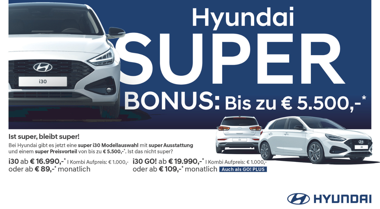 Foto: Hyundai i30 ab € 16.990,-* oder ab € 89,-* monatlich