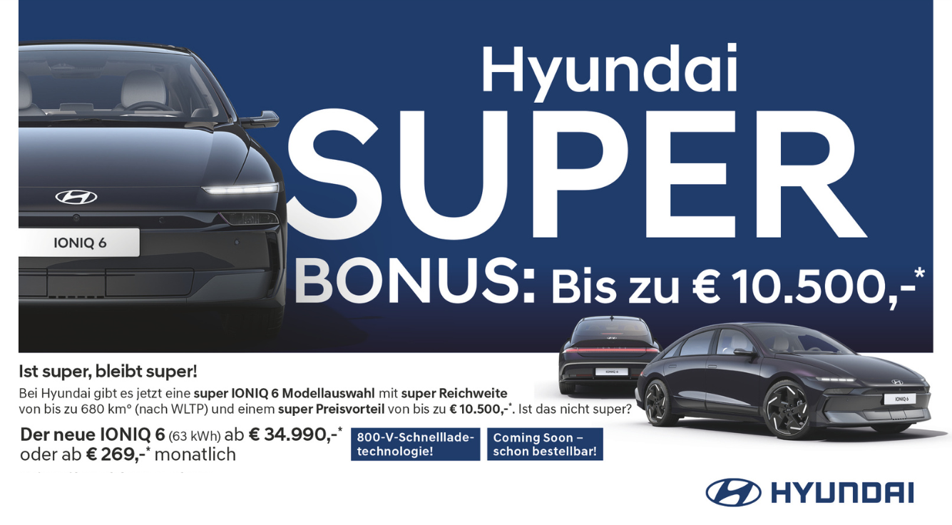 Der neue IONIQ 6 (63 kWh) ab € 34.990,-* oder ab € 269,-* monatlich