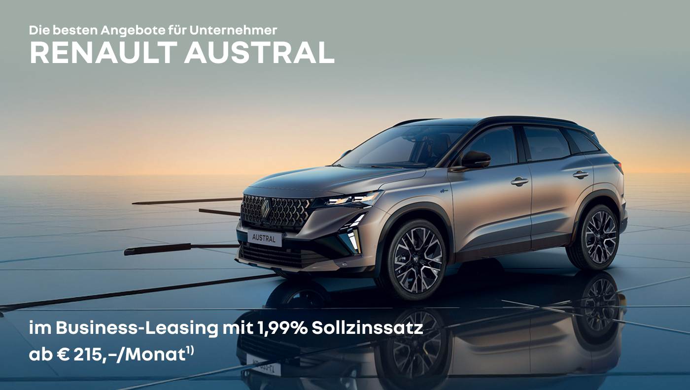 Foto mit folgendem Text: Renault Austral, RENAULT AUSTRAL Die besten Angebote für Unternehmer