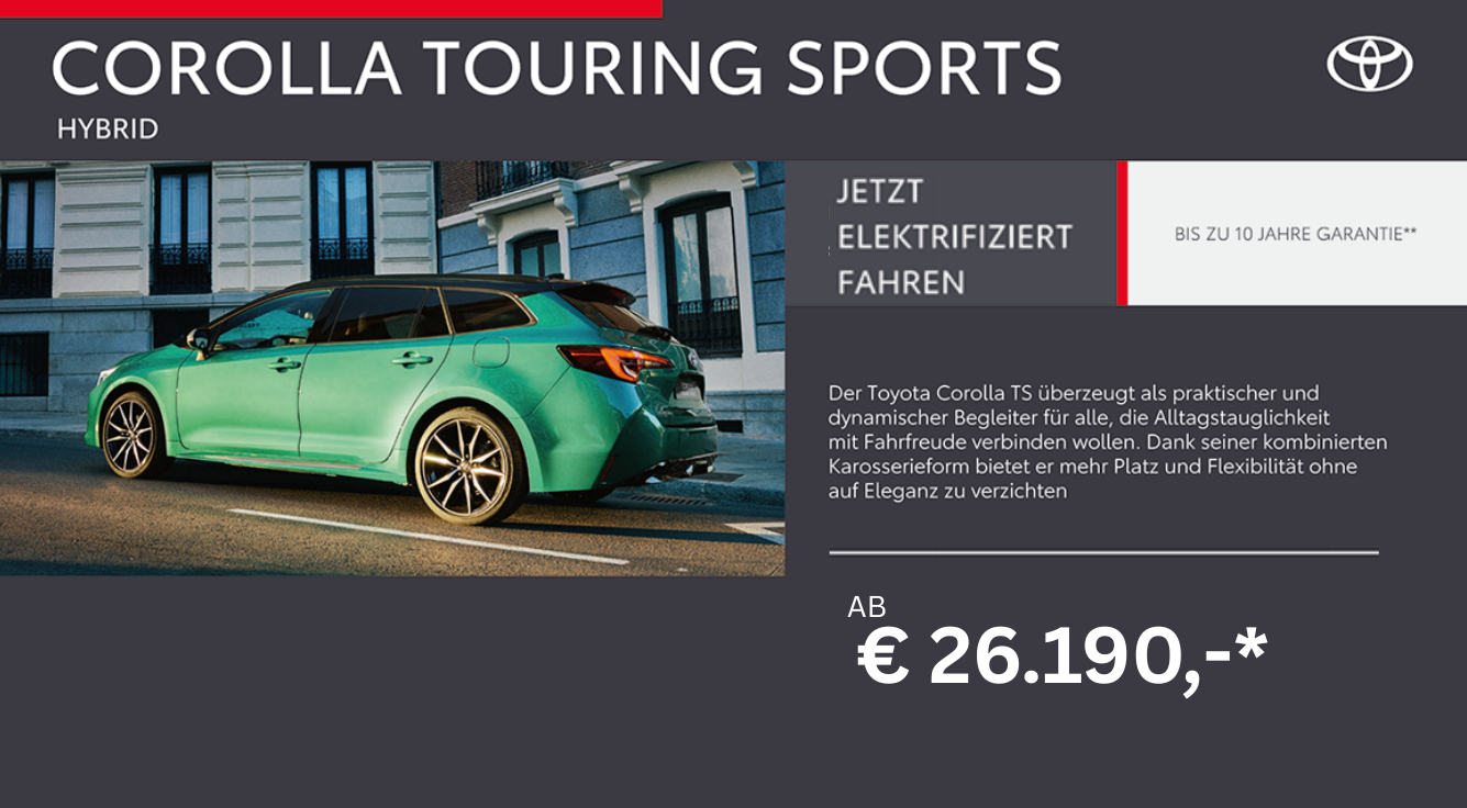 Foto mit dem folgenden Text: Corolla Touring Sports, ab € 26.190