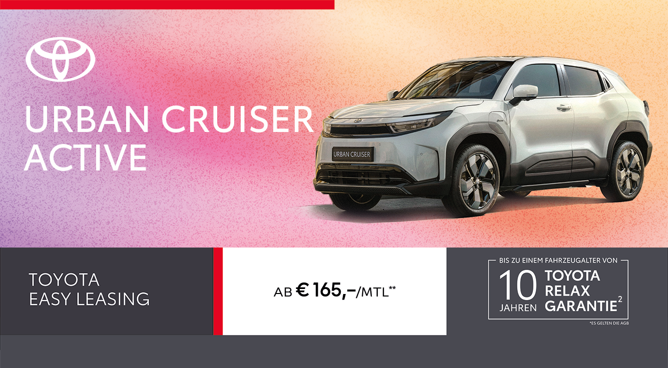 bild mit Text: Urban Cruiser Active in weiß ab € 30.990,00* oder  ab € 165,00** mtl. leasen