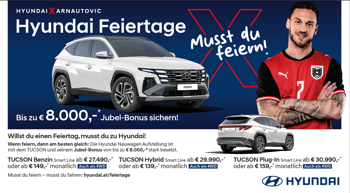 Foto: Hyundai Tucson, Heißt super, ist super! Bei Hyundai gibt es jetzt eine super TUCSON Modellauswahl mit super Ausstattung und einem super Preisvorteil von bis zu € 8.000,-*. Ist das nicht super?