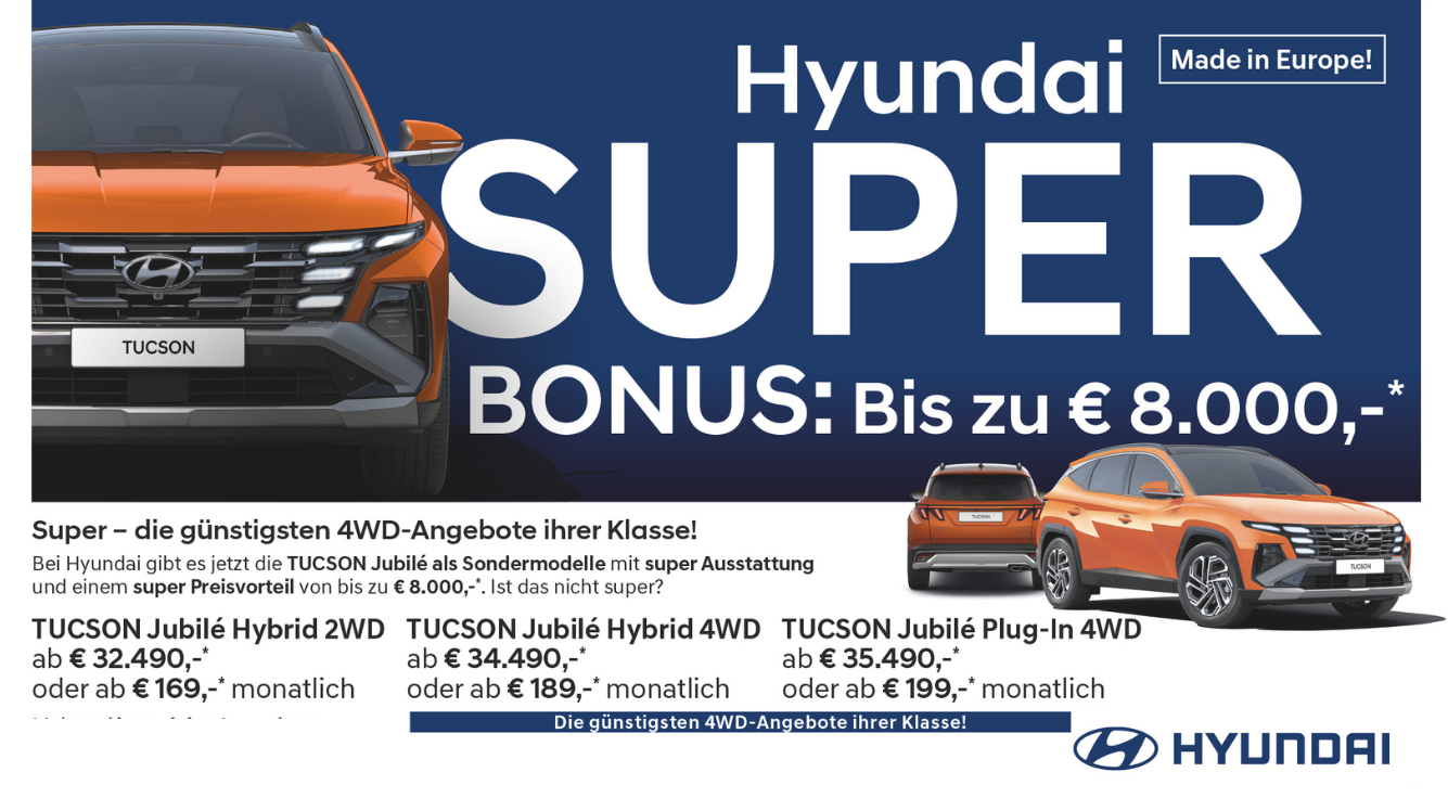 Foto: Hyundai Tucson jubilé Super – die günstigsten 4WD-Angebote ihrer Klasse!